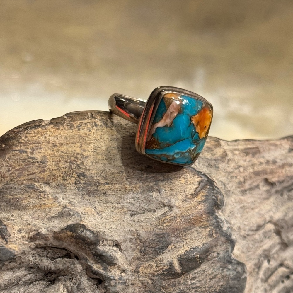 COPPER TURQUOISE STERLING SILVER RING
